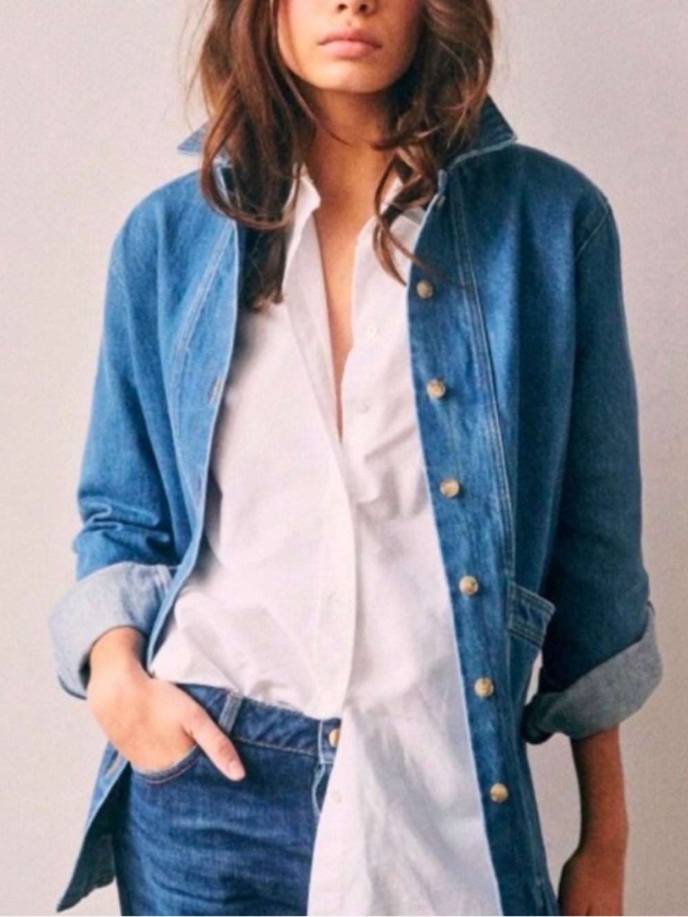 Sezane Will Jacket Denim Blue Size M